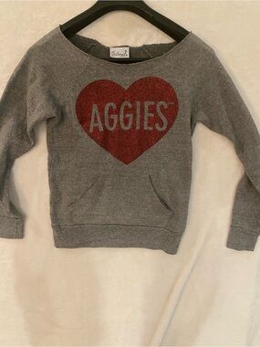 Livy Gray Red Aggies Heart Pullover Sweatshirt US S